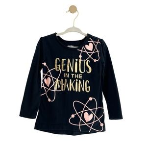 ⚡️4/$20⚡️Carter’s “Genius in the Making” Kids Black Long Sleeve Tee | Girls 2T